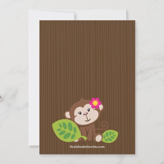 かわいく小さい猿のベビーシャワーの招待状 招待状 (裏面)