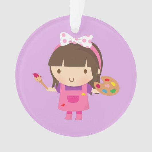 かわいく小さい芸術家ペインターの女の子部屋の装飾 オーナメント (正面)