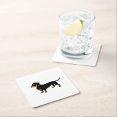 かわいく小さい黒およびタンのダックスフント- Doxie犬 スクエアペーパーコースター (インサイチュ)