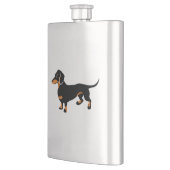 かわいく小さい黒およびタンのダックスフント- Doxie犬 フラスク (左)