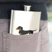 かわいく小さい黒およびタンのダックスフント- Doxie犬 フラスク (インサイチュ)