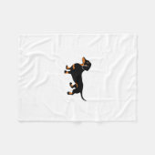 かわいく小さい黒およびタンのダックスフント- Doxie犬 フリースブランケット (正面(横))