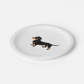 かわいく小さい黒およびタンのダックスフント- Doxie犬 ペーパープレート (アングル)