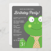 かわいく小さいFroggyの誕生会の招待/タイ 招待状 (正面/裏面)