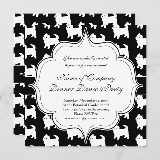 かわいく小さいWestie -ウエスト・ハイランド・ホワイト・テリア 招待状 (正面/裏面)