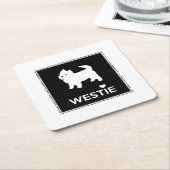 かわいく小さいWestie -西の高地テリア スクエアペーパーコースター (アングル)