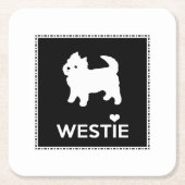 かわいく小さいWestie -西の高地テリア スクエアペーパーコースター (正面)