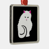 かわいく小さく白く、柔らかい子猫猫 メタルオーナメント (右)