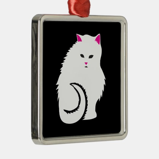 かわいく小さく白く、柔らかい子猫猫 メタルオーナメント (右)