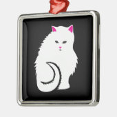 かわいく小さく白く、柔らかい子猫猫 メタルオーナメント (左)