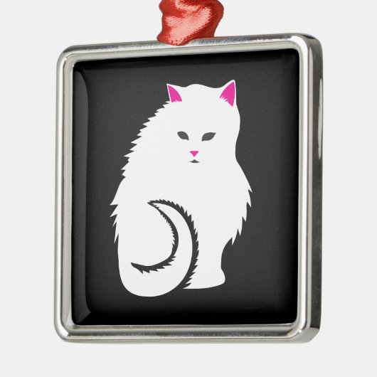 かわいく小さく白く、柔らかい子猫猫 メタルオーナメント (左)