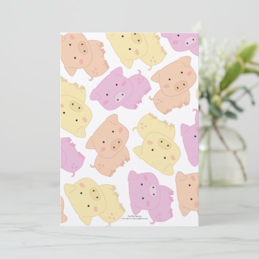 かわいく小さく豚のようなブタの誕生会の招待 招待状 (スタンド正面)