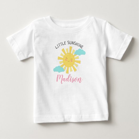 かわいく幸せで小さい日光はワイシャツの子供を個人化します ベビーTシャツ (正面)
