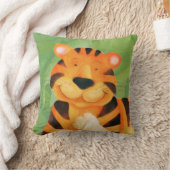 かわいく幸せなトラの顔の正方形の装飾用クッション クッション (ブランケット)