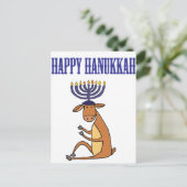 かわいく幸せなハヌカーのトナカイの漫画 シーズンポストカード (スタンド正面)