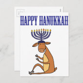 かわいく幸せなハヌカーのトナカイの漫画 シーズンポストカード (正面/裏面)