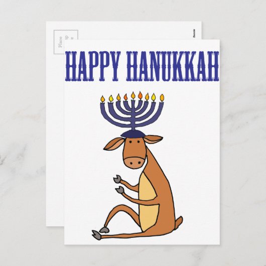 かわいく幸せなハヌカーのトナカイの漫画 シーズンポストカード (正面/裏面)