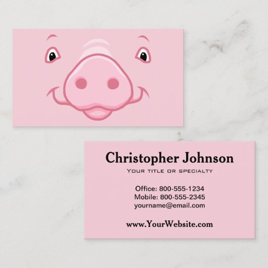 かわいく幸せなピンクのブタの顔 名刺 (正面/裏面)