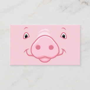 かわいく幸せなピンクのブタの顔 名刺