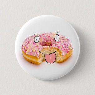 かわいく幸せなピンクドーナツキャラクターボタン 缶バッジ