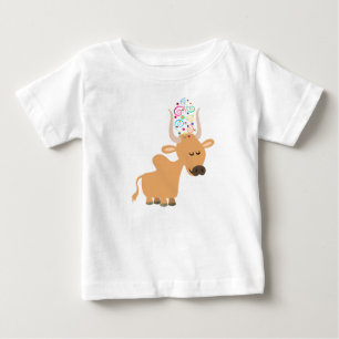 かわいく幸せなブラフマン牛ベビーのTシャツ ベビーTシャツ