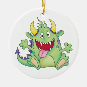 かわいく幸せなモンスター セラミックオーナメント