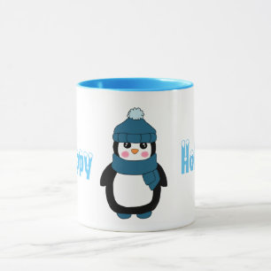 かわいく幸せな休日の冬のペンギンのコーヒー・マグ マグカップ