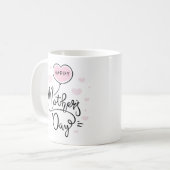 かわいく幸せな母の日の書道|のコーヒー・マグ コーヒーマグカップ (正面左)