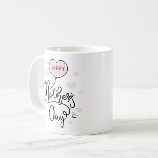 かわいく幸せな母の日の書道|のコーヒー・マグ コーヒーマグカップ (正面左)