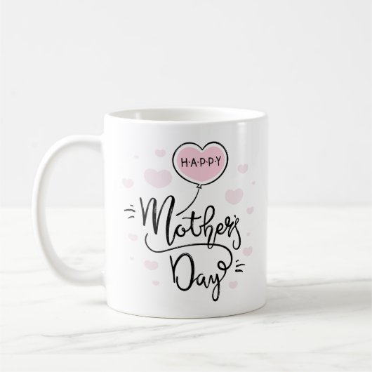 かわいく幸せな母の日の書道|のコーヒー・マグ コーヒーマグカップ (左)