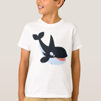 かわいく幸せな漫画のシャチの子供のTシャツ Tシャツ
