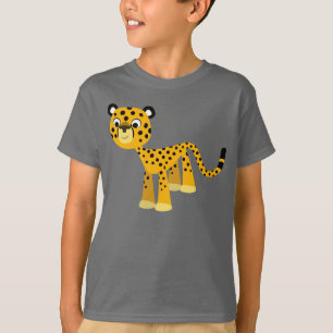 かわいく幸せな漫画のチータの子供のTシャツ Tシャツ