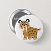 かわいく幸せな漫画のSmilodonボタンのバッジ 缶バッジ (正面&裏面)