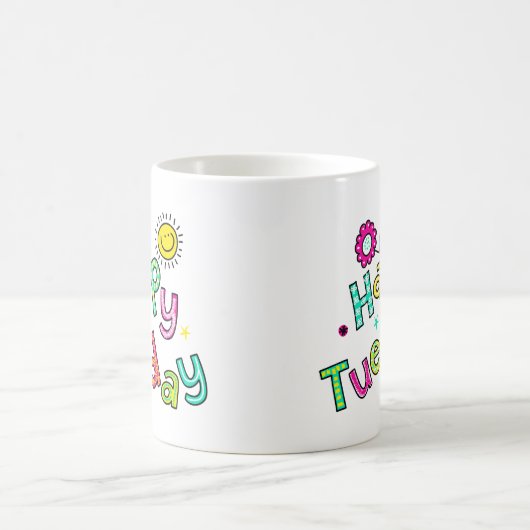 かわいく幸せな火曜日週の挨拶の文字の表現 コーヒーマグカップ (中央)