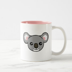 かわいく幸せな灰色のコアラのスケッチの顔のピンクのマグ ツートーンマグカップ