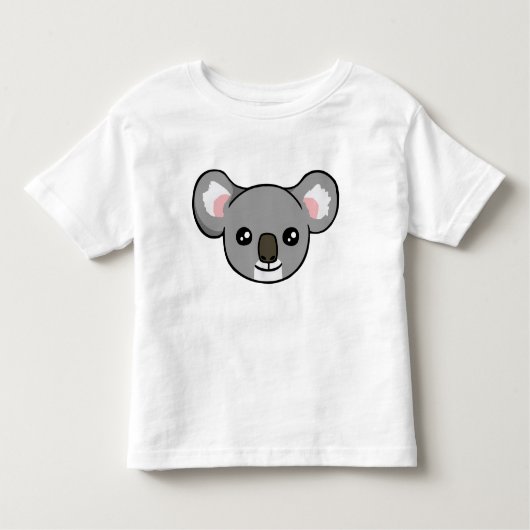 かわいく幸せな灰色のコアラの顔のスケッチの幼児のワイシャツ トドラーTシャツ (正面)