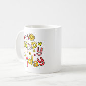 かわいく幸せな金曜日週の挨拶の文字の表現 コーヒーマグカップ (正面左)