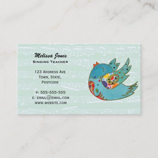 かわいく幸せな鳥 名刺 (正面)