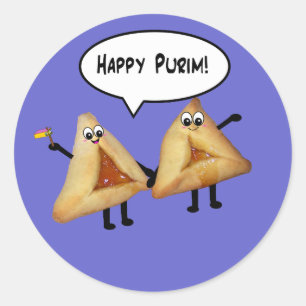 かわいく幸せなPurim Hamantaschen ラウンドシール