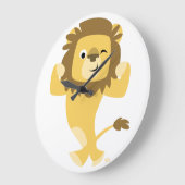 かわいく強い漫画のライオンのプレート ラージ壁時計 (傾斜)