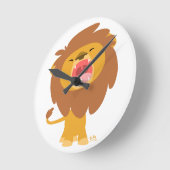 かわいく強大なとどろくライオンの漫画の柱時計 ラウンド壁時計 (傾斜)