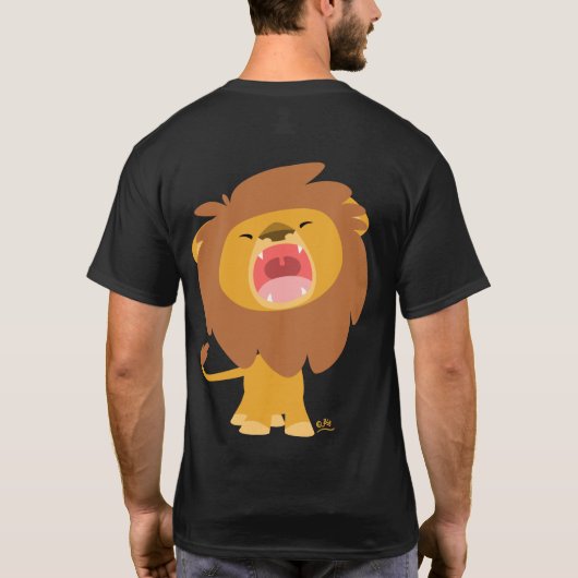 かわいく強大なとどろくライオンの漫画のTシャツ(背部) Tシャツ (裏面)