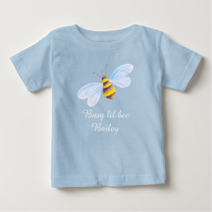 かわいく忙しく小さい蜂の色彩の鮮やかで名前入りな芸術 ベビーTシャツ