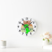 かわいく怒て漫画のTレックス恐竜の夕日 ラウンド壁時計 (ホーム)