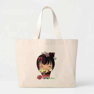 かわいく恐いMiao -ゴシック様式kokeshiの人形 ラージトートバッグ