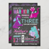 かわいく恐く小さいドラゴンの誕生日 招待状 (正面/裏面)