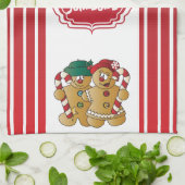 かわいく愛らしいジンジャーブレッドのカップル キッチンタオル (折り畳み)