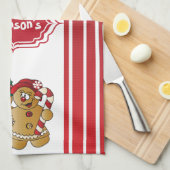 かわいく愛らしいジンジャーブレッドのカップル キッチンタオル (四つ折り)