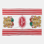 かわいく愛らしいジンジャーブレッドのカップル キッチンタオル (横)