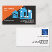 かわいく抽象的で創造的な青によっては不動産が家へ帰ります 名刺 (正面/裏面)